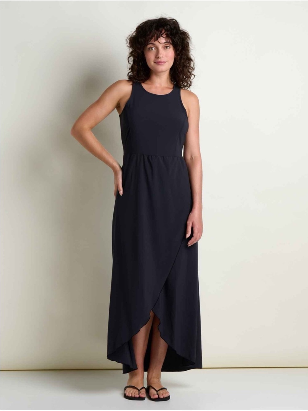 Toad&Co Sunkissed Black Sleeveless Wrap-Front Maxi Dress size M